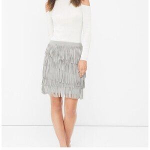NWT White House Black Market Mini Skirt Sz 2 Suede Leather Fringe Boho Western